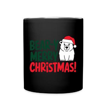 Festive Bear Christmas Design - Full Colour Mug - black - Front