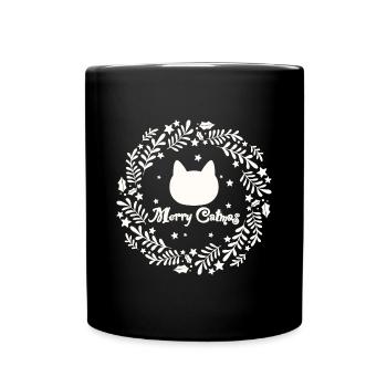 Couronne de Noël avec chat - Merry Catmas - Mug uni - noir - Devant