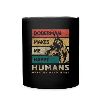 Dobermann Wachschutz - Tasse einfarbig - Schwarz - Vorne