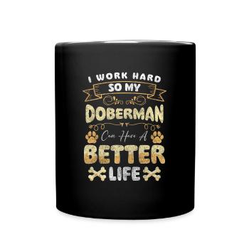 Doberman pedigree dog protection guard protection - Full Colour Mug - black - Front
