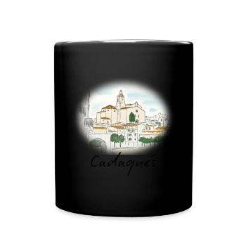 Cadaqués Watercolor - Full Colour Mug - black - Front
