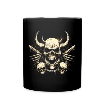 Schädel - Tasse einfarbig - Schwarz - Vorne