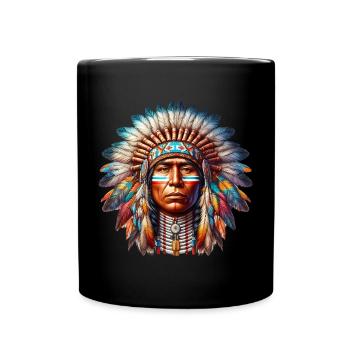 Amerikanisch, Indianer, Amerikaner - Tasse einfarbig - Schwarz - Vorne
