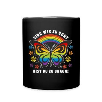 Antifaschistisches LGBTQ+ Anti Homophobie Protest - Tasse einfarbig - Schwarz - Vorne