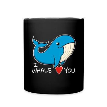 "I whale love you" Funny blue whale. - Full Colour Mug - black - Front