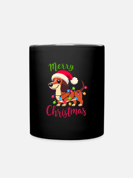 Dackel Dachshund Weihnachten X-Mas Christmas - Tasse einfarbig - Schwarz
