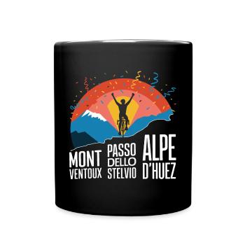 Montagnes cyclables Stelvio Ventoux Alpe d’Huez KOM - Mug uni - noir - Devant