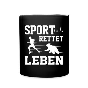 Laufen Rettet Leben - Retro Sunset Lustiges - Tasse einfarbig - Schwarz - Vorne