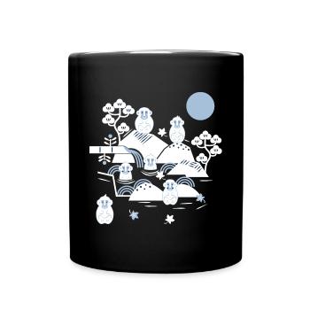 Chilling Monkeys in a Hot Spring l weiß blau navy - Tasse einfarbig - Schwarz - Vorne