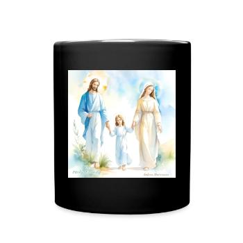 Sacred Family Religious Portrait -The Holy Family - Full Colour Mug - black - Front