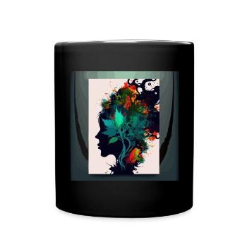 Cool Weed Head: Ein psychedelisches und abstraktes Kunstwerk - Tasse einfarbig - Schwarz - Vorne