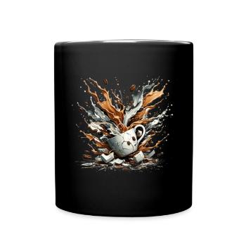 Explodierter Kaffee - 100 % Koffein - Tasse einfarbig - Schwarz - Vorne