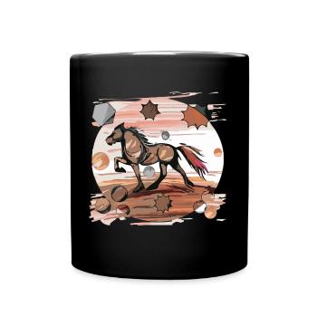 Cheval islandais - Graphique avec arrière-plan Variante 2 - Mug uni - noir - Devant
