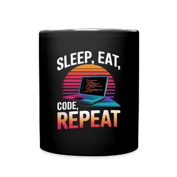 Schlaf Essen Code Wiederholen Geschenk Programmierer Entwickler - Tasse einfarbig - Schwarz - Vorne