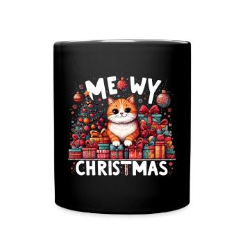 Miaou Noël chat Orange drôle cadeau - Mug uni - noir - Devant