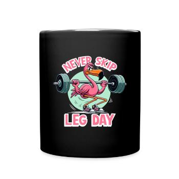 Leg Day Flamingo Beintraining witzig Gym Geschenk - Tasse einfarbig - Schwarz - Vorne