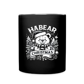 Habear Weihnachten Bär Schal süß Geschenk - Tasse einfarbig - Schwarz - Vorne