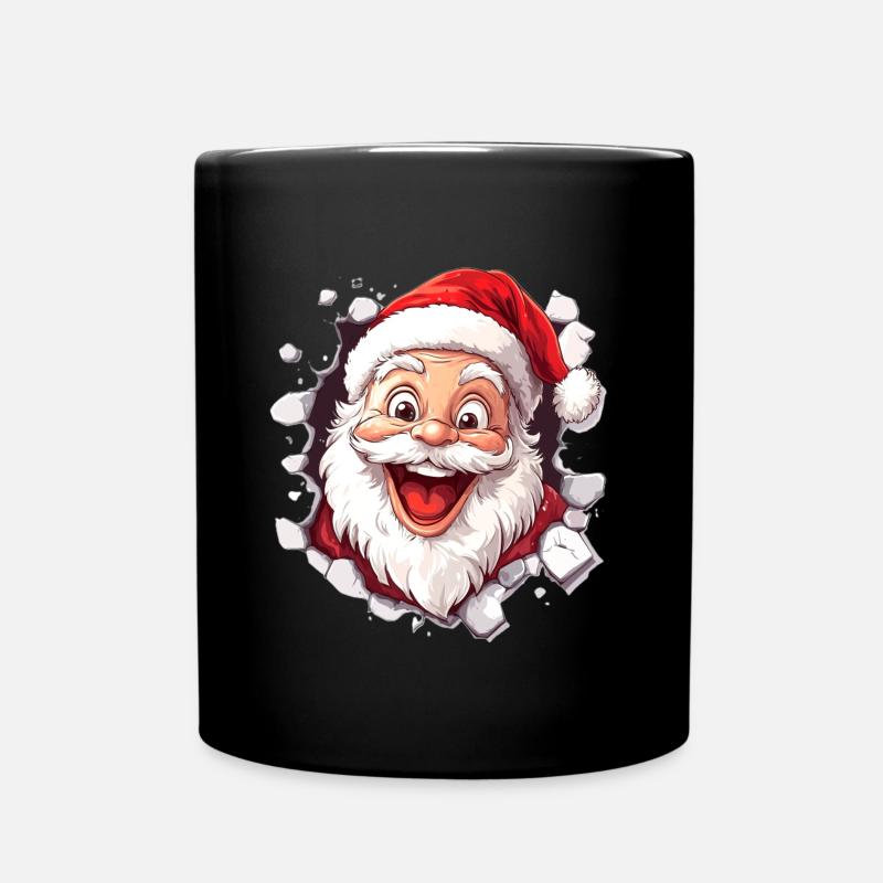 Fröhlicher Weihnachtsmann - Tasse einfarbig - Schwarz