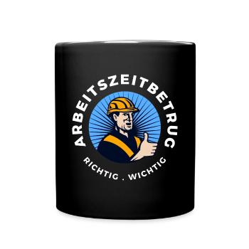 Arbeitszeitbetrug mit Humor - Lustiges Büro-Design - Tasse einfarbig - Schwarz - Vorne
