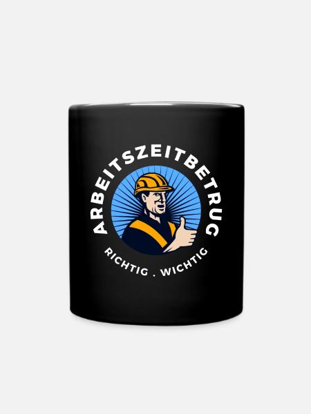 Arbeitszeitbetrug mit Humor - Lustiges Büro-Design - Tasse einfarbig - Schwarz