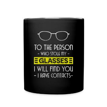 Spectacle wearer short-sighted luxury face - Full Colour Mug - black - Front