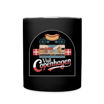 Visit Copenhagen - Denmark Hegge Hot-Dog Nyhavn - Full Colour Mug - black - Front