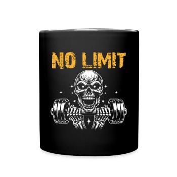 No Limit hartes Workout Skull mit Hantel - Tasse einfarbig - Schwarz - Vorne