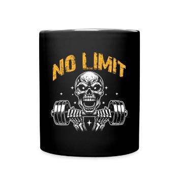 No Limit hartes Workout Skull mit Hantel - Tasse einfarbig - Schwarz - Vorne