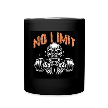No Limit Hard Workout Skull with Dumbbell - Full Colour Mug - black - Front