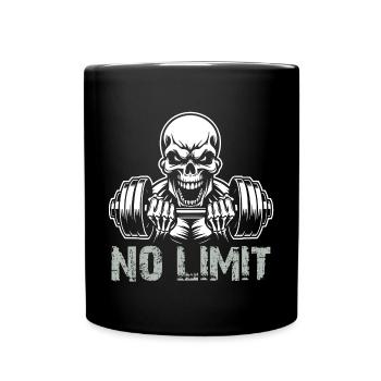 No Limit hartes Workout Skull mit Hantel - Tasse einfarbig - Schwarz - Vorne