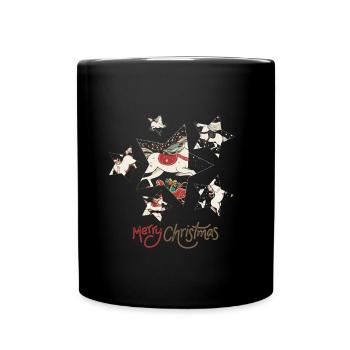 Christmas Unicorn Tribe with Stars - Full Colour Mug - black - Front