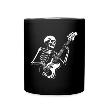 Skelett mit Bassgitarre. Cooles Bassdesign - Tasse einfarbig - Schwarz - Vorne