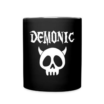 Tête de mort démoniaque blanc - Mug uni - noir - Devant
