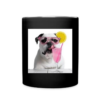 Bulldog in Pink: Cool & Refreshing - Full Colour Mug - black - Front