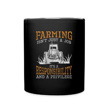 Bauer Bauernhof Mistgabel Berufung - Tasse einfarbig - Schwarz - Vorne