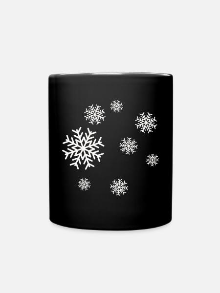 Winterliche Schneeflocken Muster - Tasse einfarbig - Schwarz