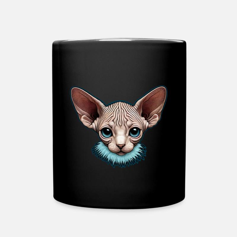 Blue Eyed Sphynx Kitty - Full Colour Mug - black