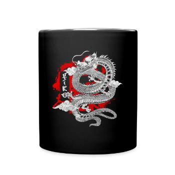 Orient Zeichnungen Geek Aikido - Tasse einfarbig - Schwarz - Vorne