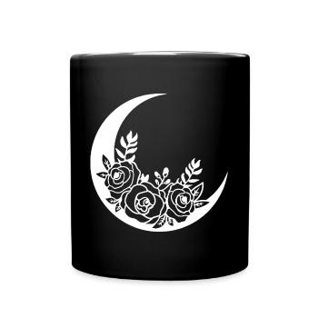 Weißer blühender Mond - Tasse einfarbig - Schwarz - Vorne