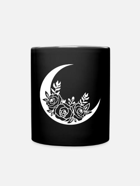 Lune fleurie blanche - Mug uni - noir