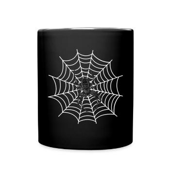 Spinnennetz, Spinnentiere, gruselige motive - Tasse einfarbig - Schwarz - Vorne