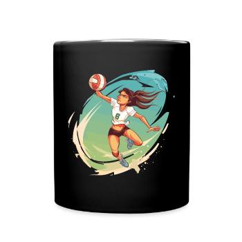 Volleyballspielerin Comic Stil - Tasse einfarbig - Schwarz - Vorne
