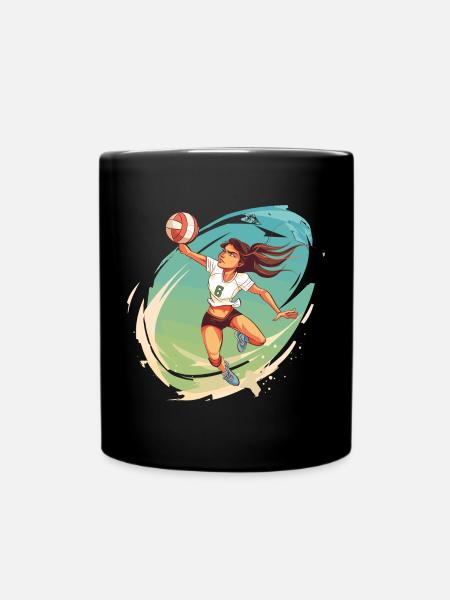 Volleyballspielerin Comic Stil - Tasse einfarbig - Schwarz