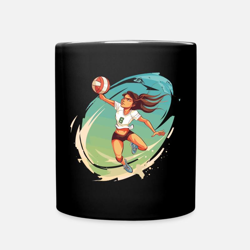 Volleyballspielerin Comic Stil - Tasse einfarbig - Schwarz