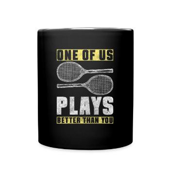 Tennis balle sports frapper carré - Mug uni - noir - Devant