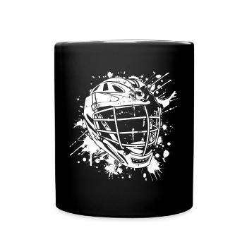 Lacrosse Helm Streetart - Tasse einfarbig - Schwarz - Vorne