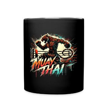 Muay Thai Tiger Thaiboxen Kickboxen Boxen Geschenk - Tasse einfarbig - Schwarz - Vorne