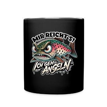 Mir reichts ich geh Angeln Forelle Geschenk - Tasse einfarbig - Schwarz - Vorne