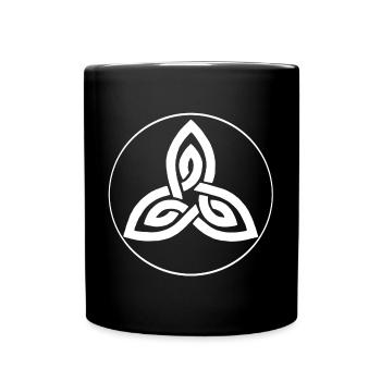 Weiße keltische Blume - Tasse einfarbig - Schwarz - Vorne