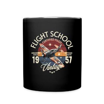 Flugschule Vintage Certified Pilot Flugzeug 1957 - Tasse einfarbig - Schwarz - Vorne